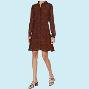 Scotch & Soda Drapey Print Dress XS Floral Long Sleeve Knee Length Cottagecore